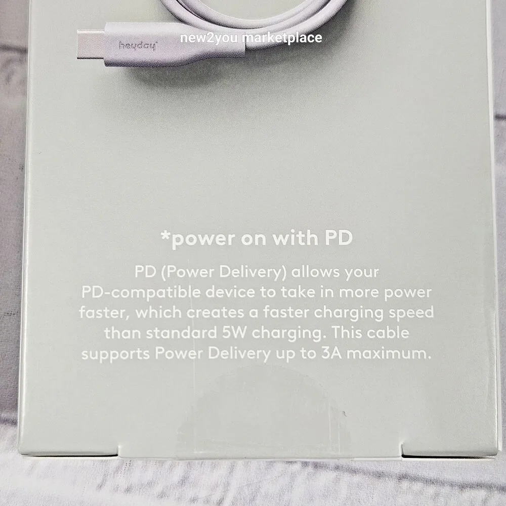 2 lot Heyday 3 FT Fast Charging Cable Iphone/ Ipad-Samsung USB-C To USB-C, Gray